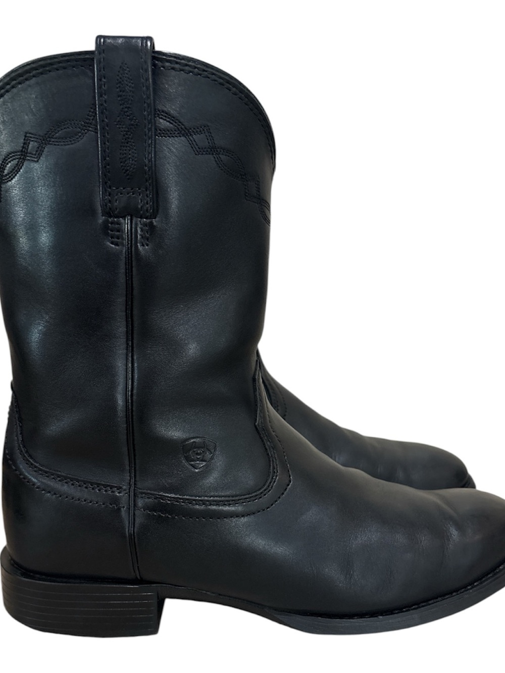 Ariat Cowboy Boots Men’s Heritage Leather Roper 11D Western Pull On Black 35501